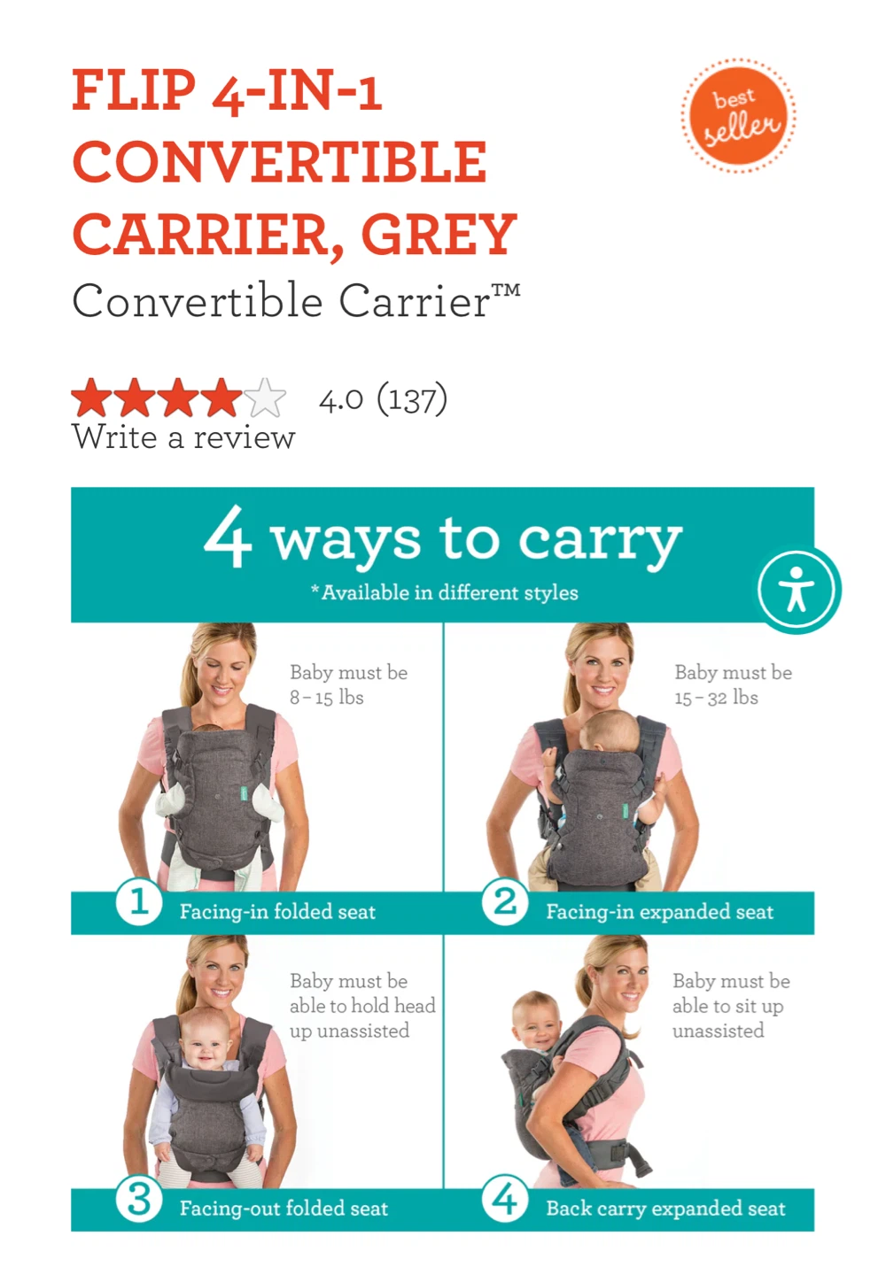 Infantino Flip 4-in-1 Convertible Baby Carrier - cheetah print - photo 3