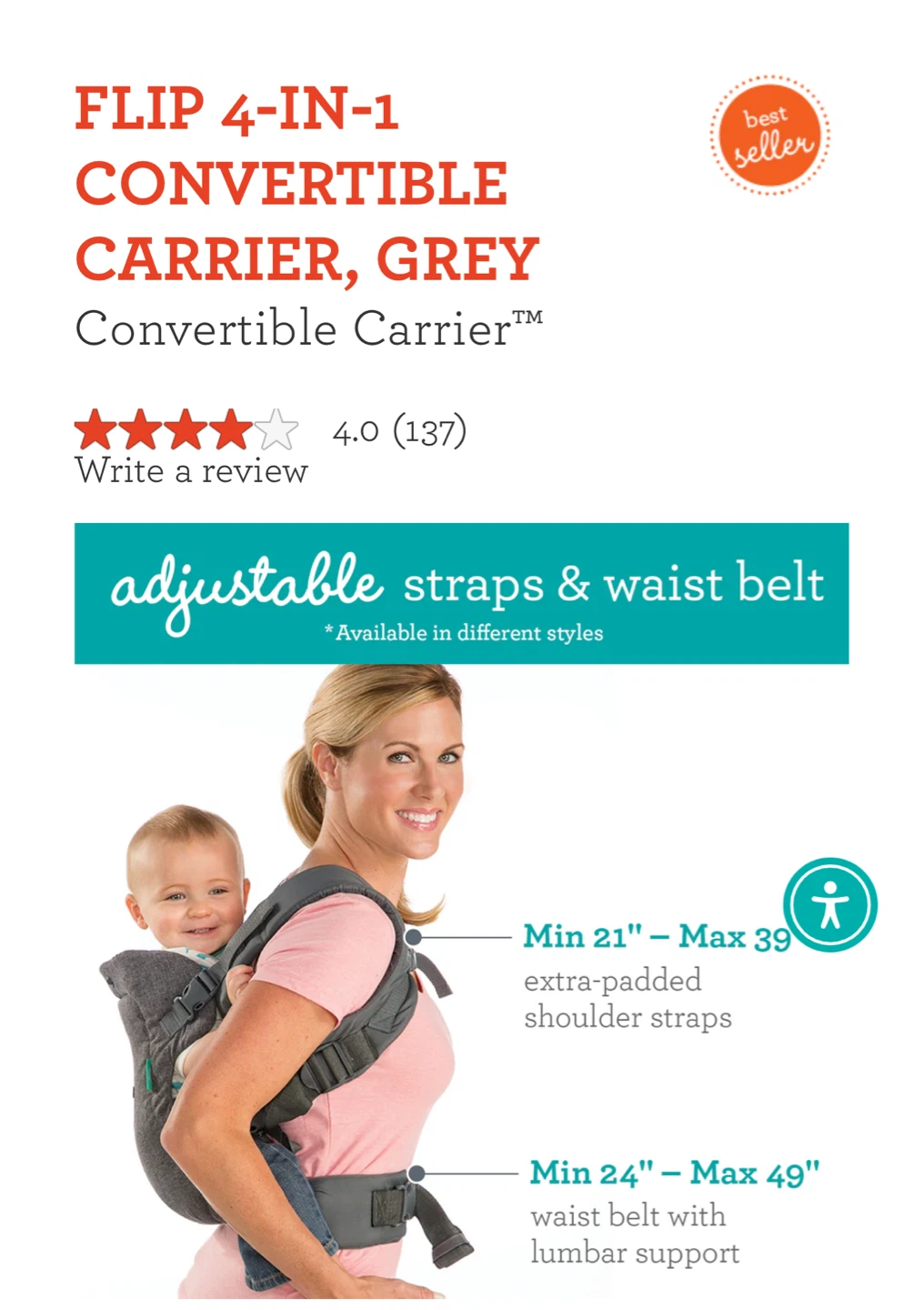 Infantino Flip 4-in-1 Convertible Baby Carrier - cheetah print - photo 4
