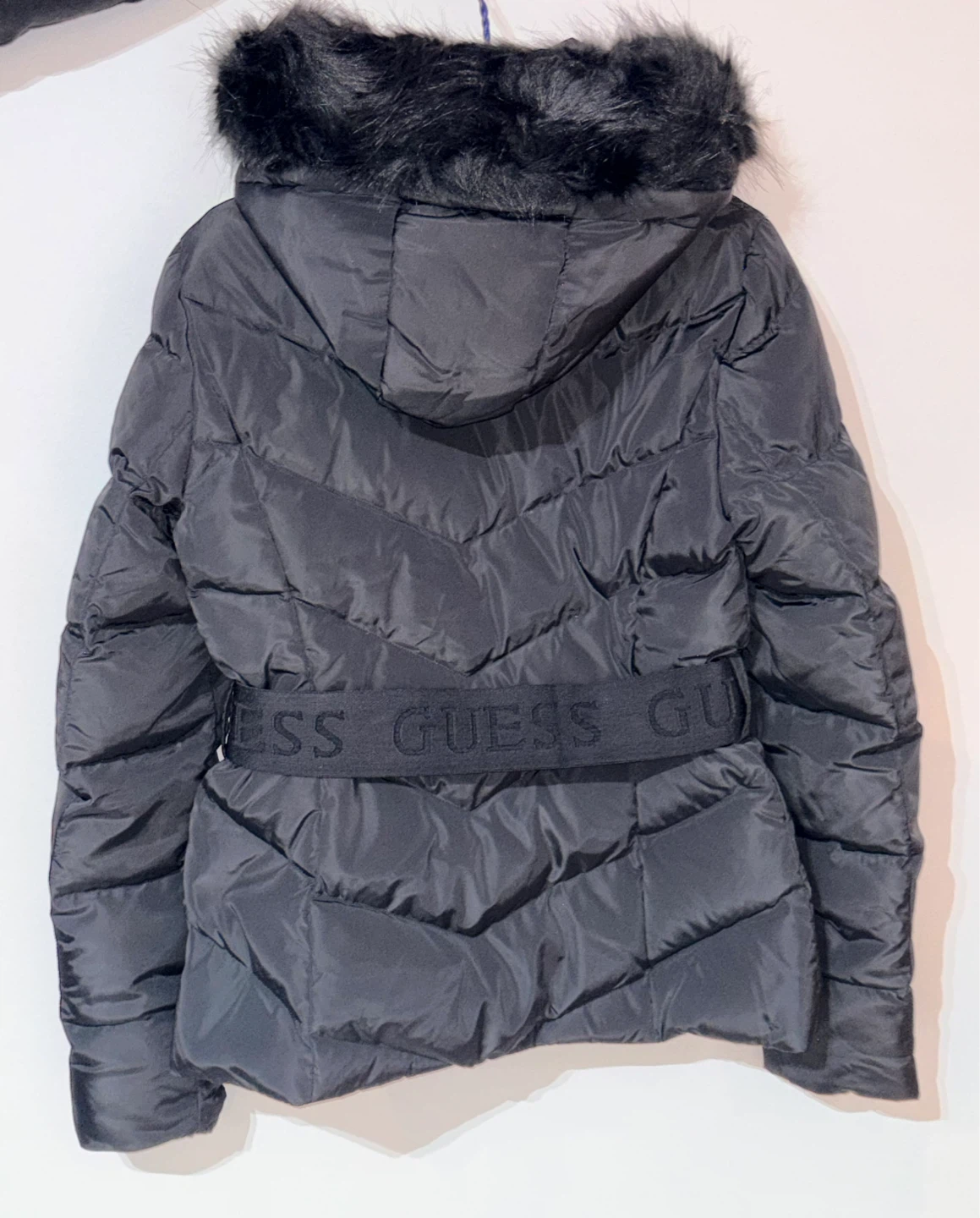 Guess Black Puffer Jacket with Fur Hood - photo 3