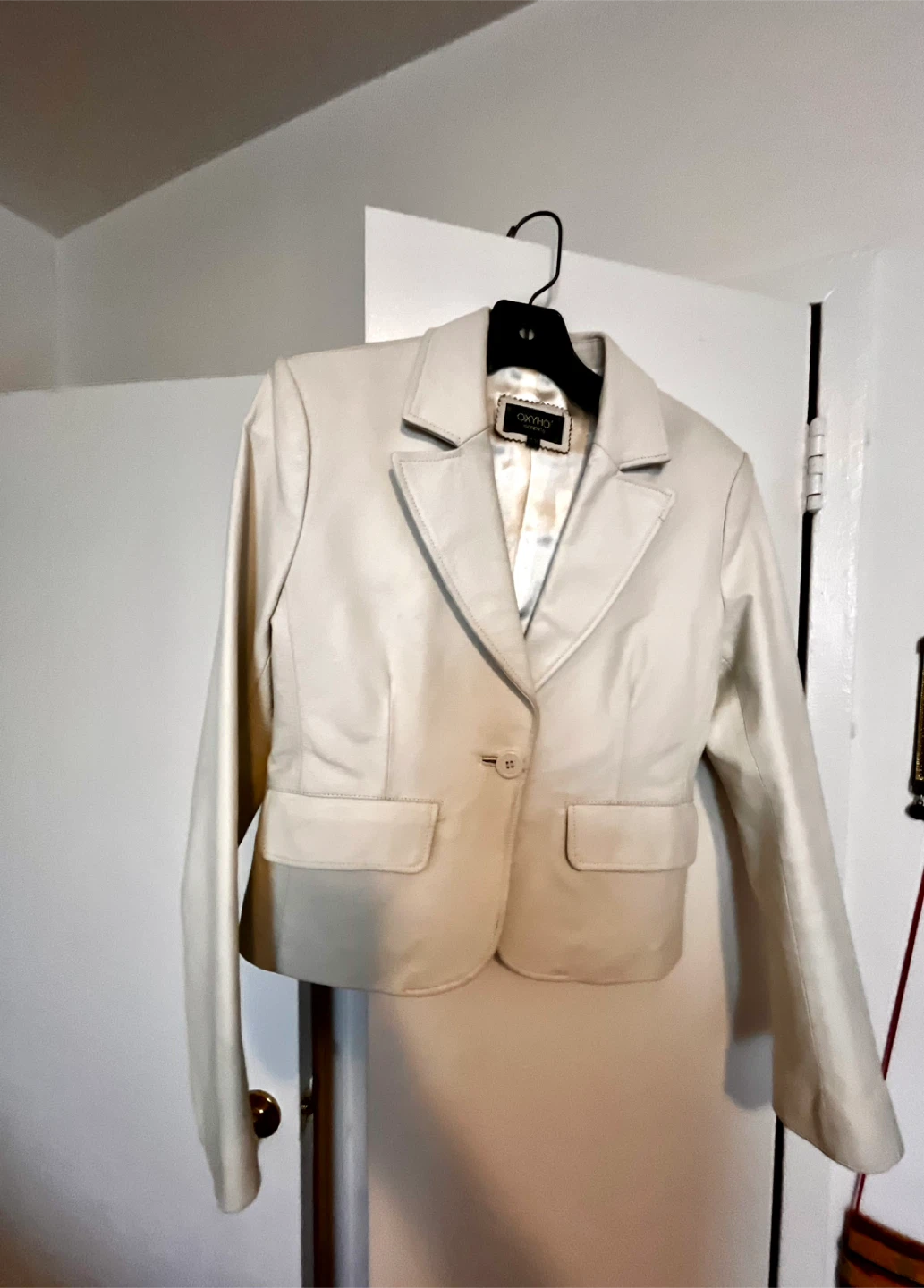 100% Genuine Leather short white jacket M size - photo 5