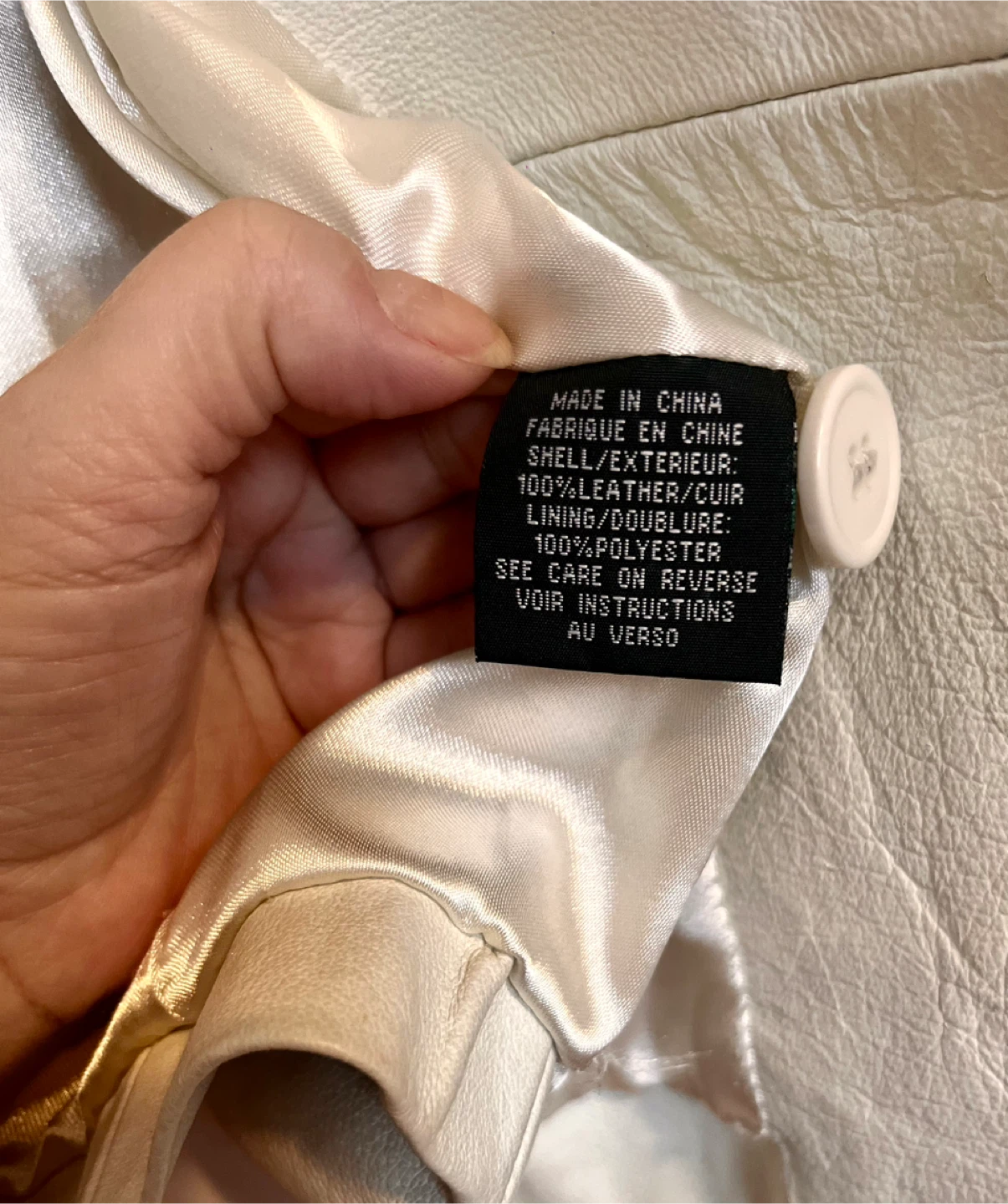100% Genuine Leather short white jacket M size - photo 3