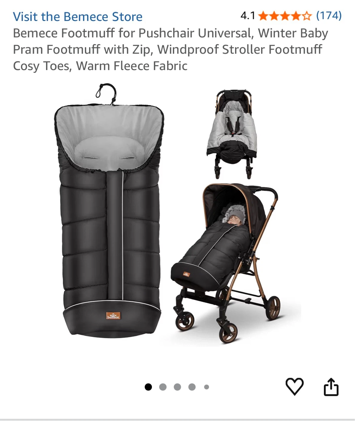 Bemece Universal Stroller Footmuff - Black
