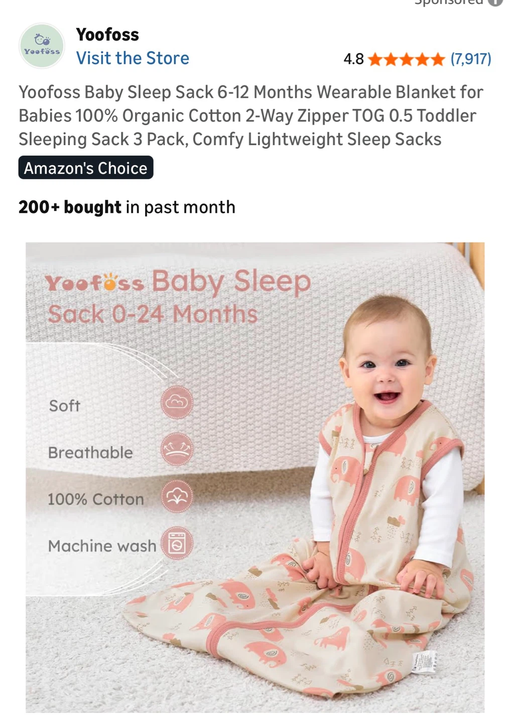 Yoofoss Baby Sleep Sack 6-12 Months - photo 2