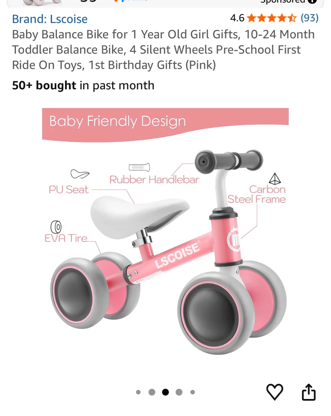 Lscoise Baby Balance Bike - Pink