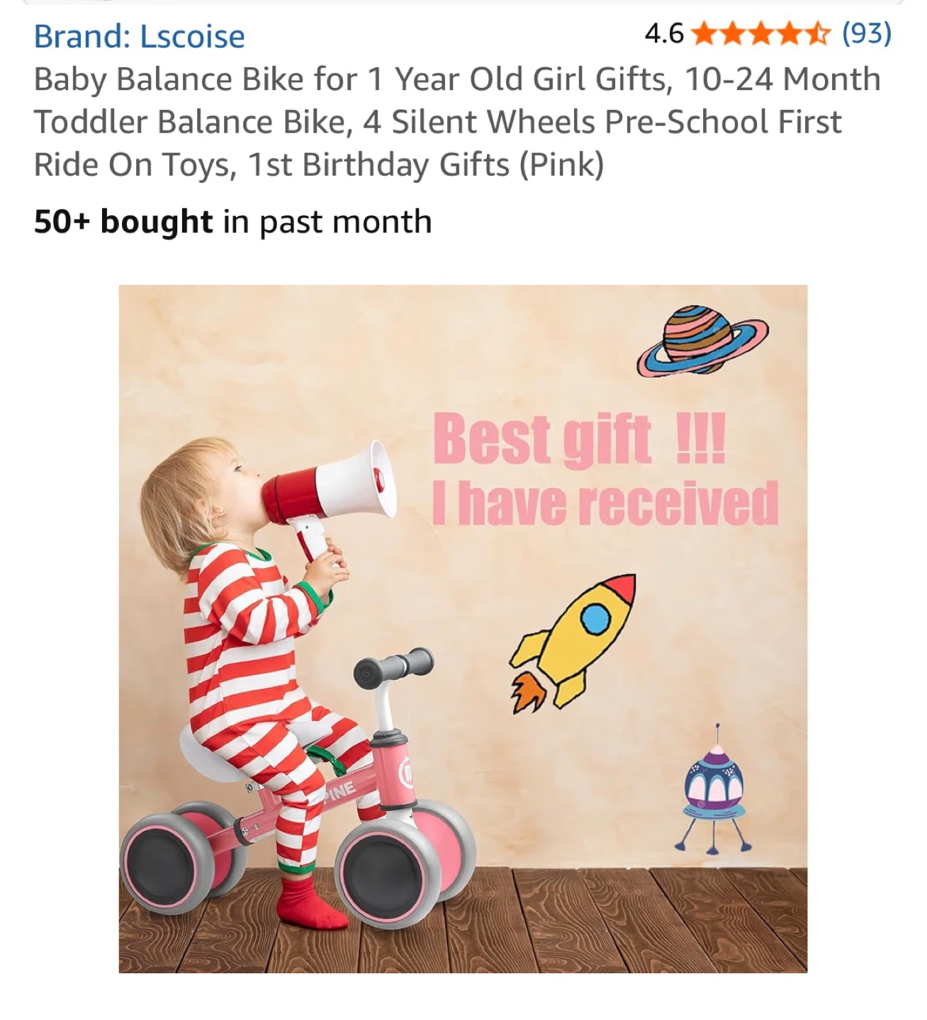 Lscoise Baby Balance Bike - Pink - photo 3