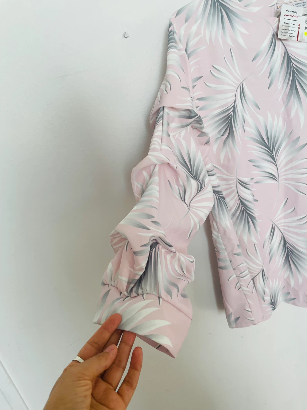 OKABO Womenswear Pink Leaf Print Blouse Size 4XL EUR 48 - photo 2