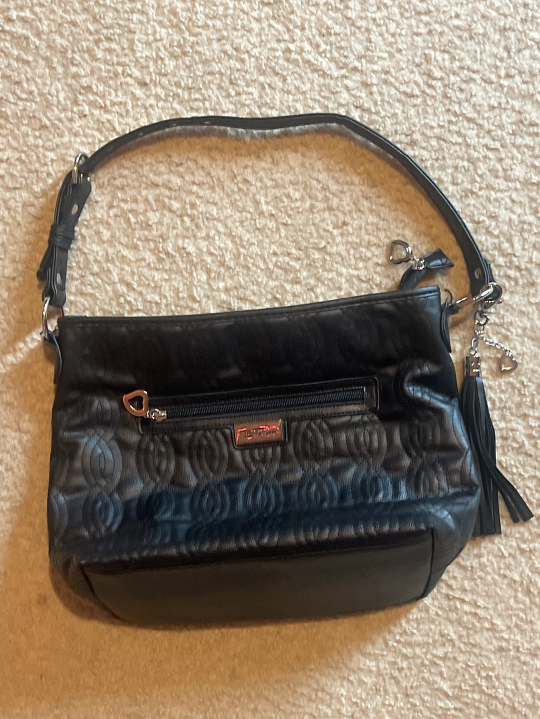 Fossil Black Embossed Shoulder Bag