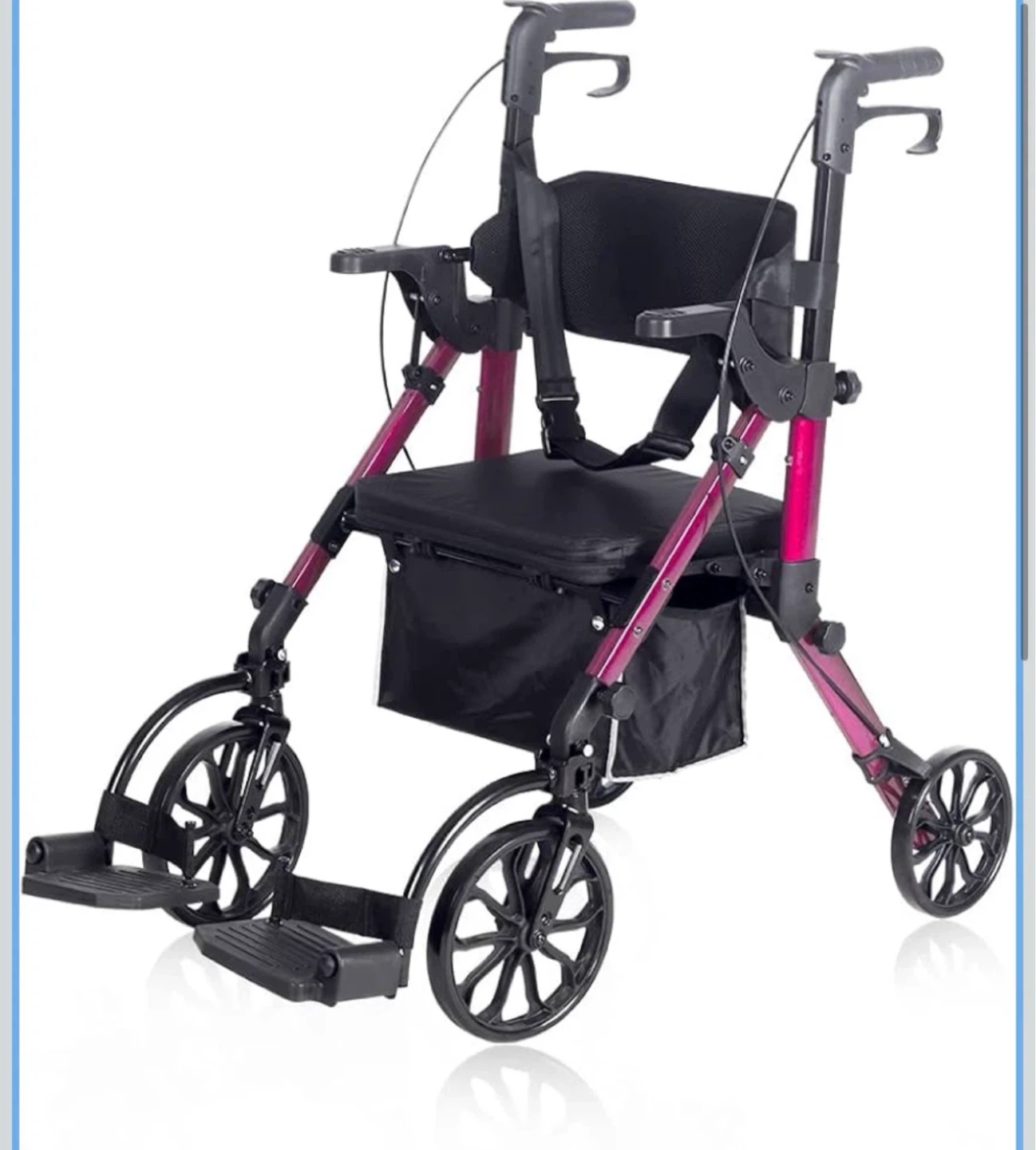 2 in 1 Rollator Walker Transport Chair