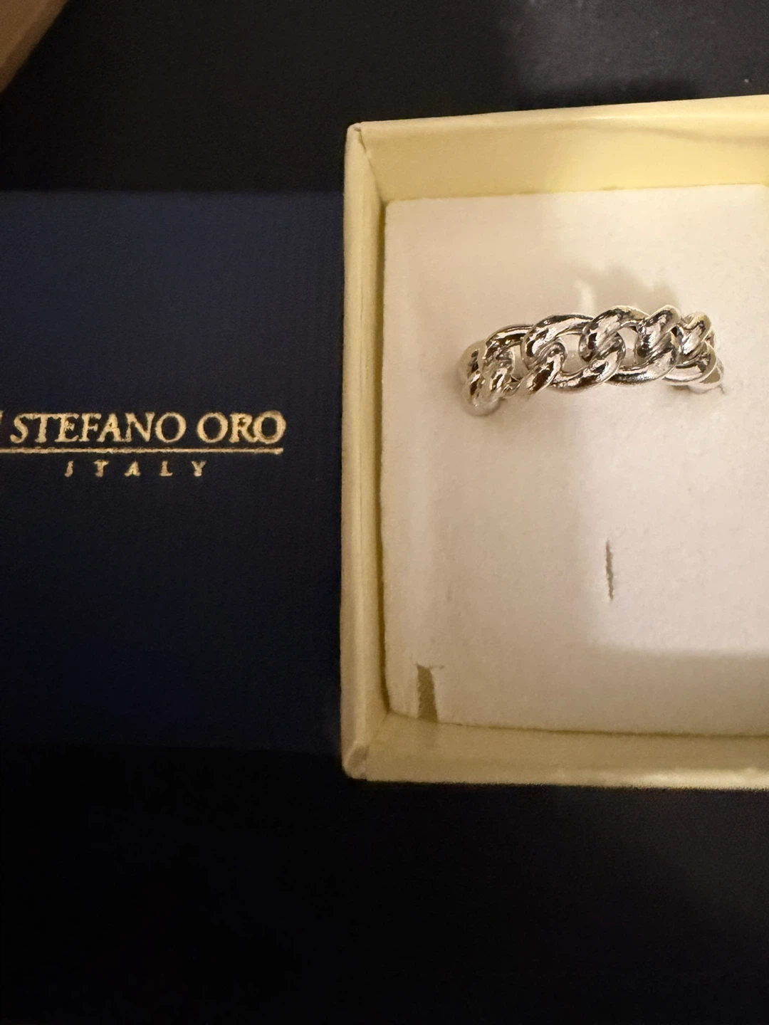 STEFANO ORO ITALY Curb Chain Ring white gold 14k - photo 3