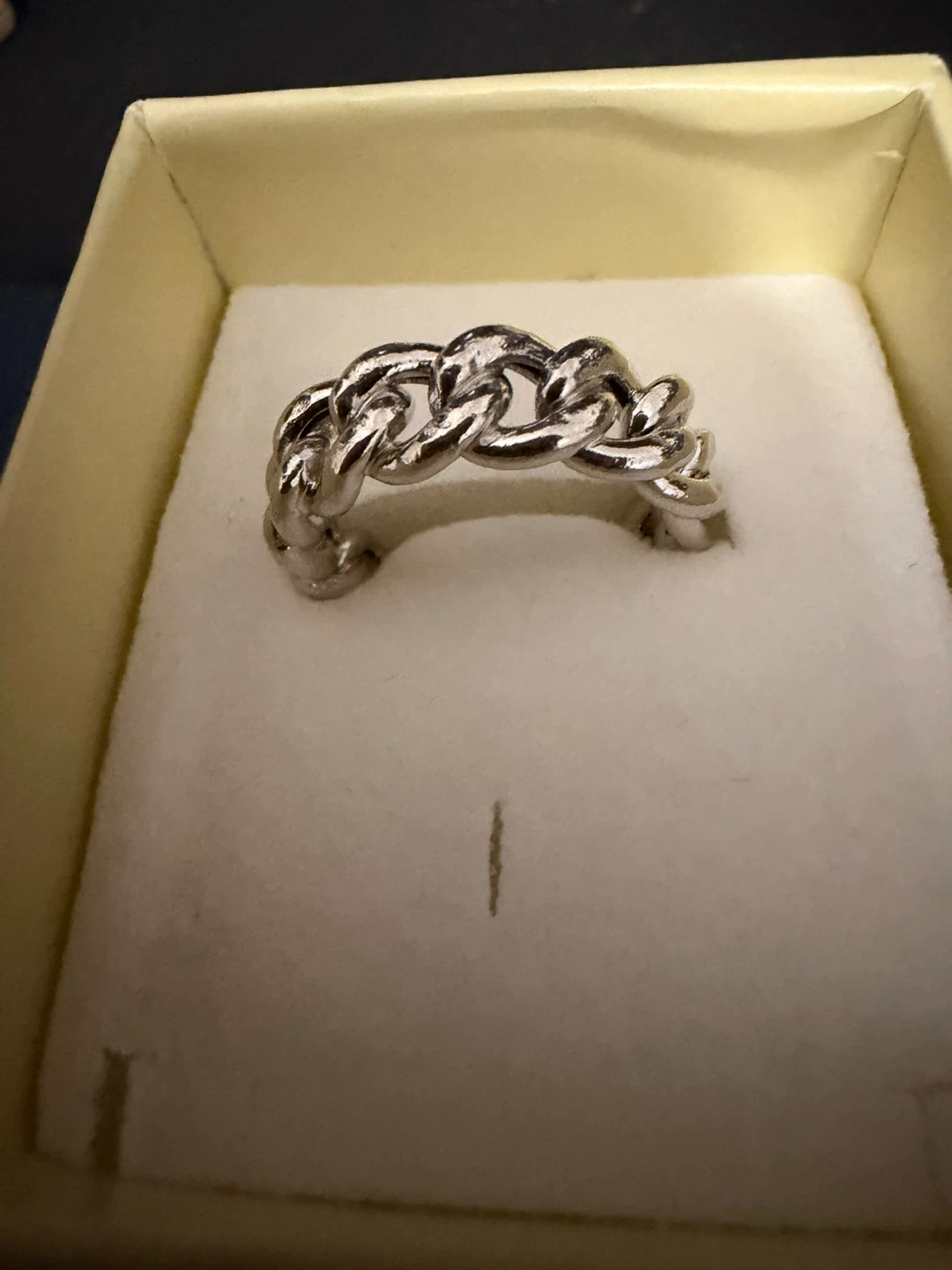 STEFANO ORO ITALY Curb Chain Ring white gold 14k