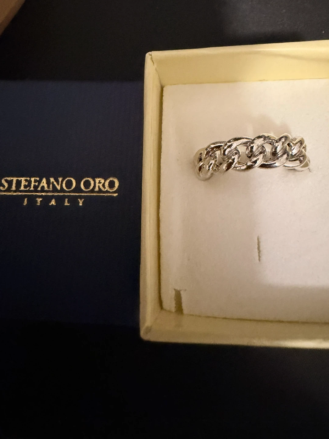 STEFANO ORO ITALY Curb Chain Ring white gold 14k - photo 4