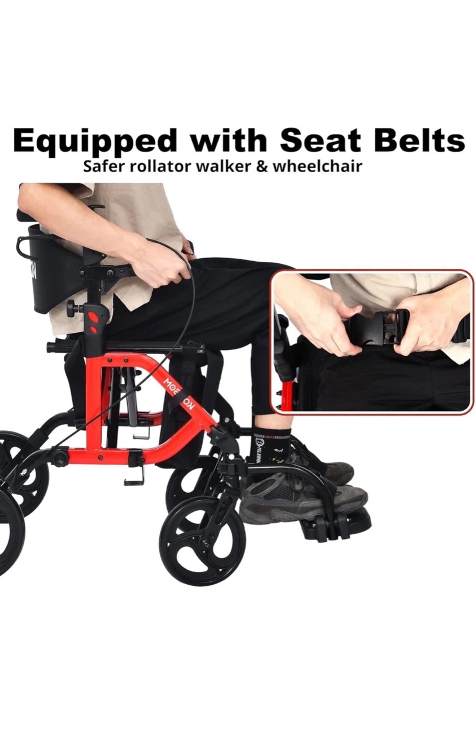 KOOSOM Red Rollator Walker with Seat and Foot Pedal - photo 5