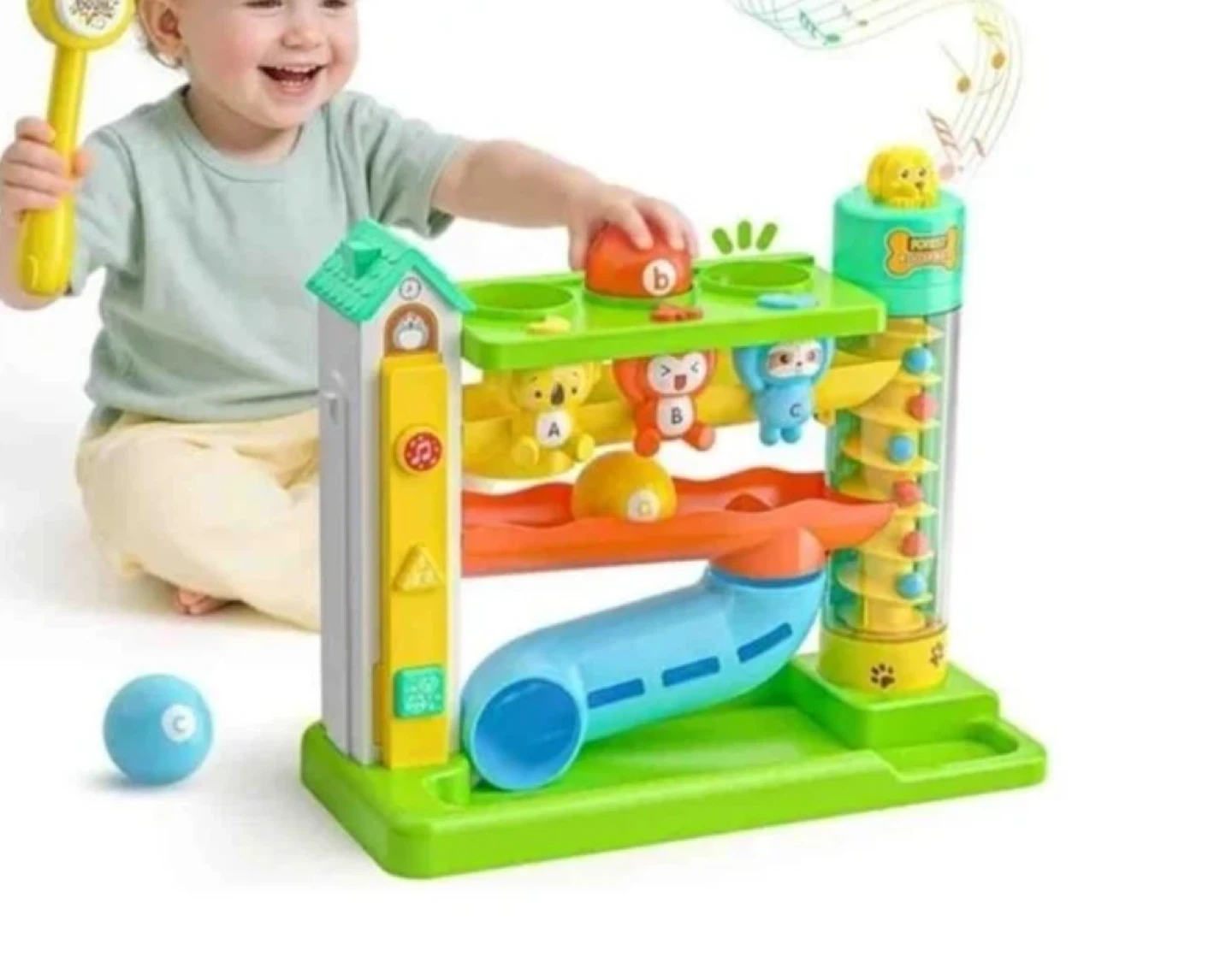 Baby Ball Ramp Toy with Hammer and Animals