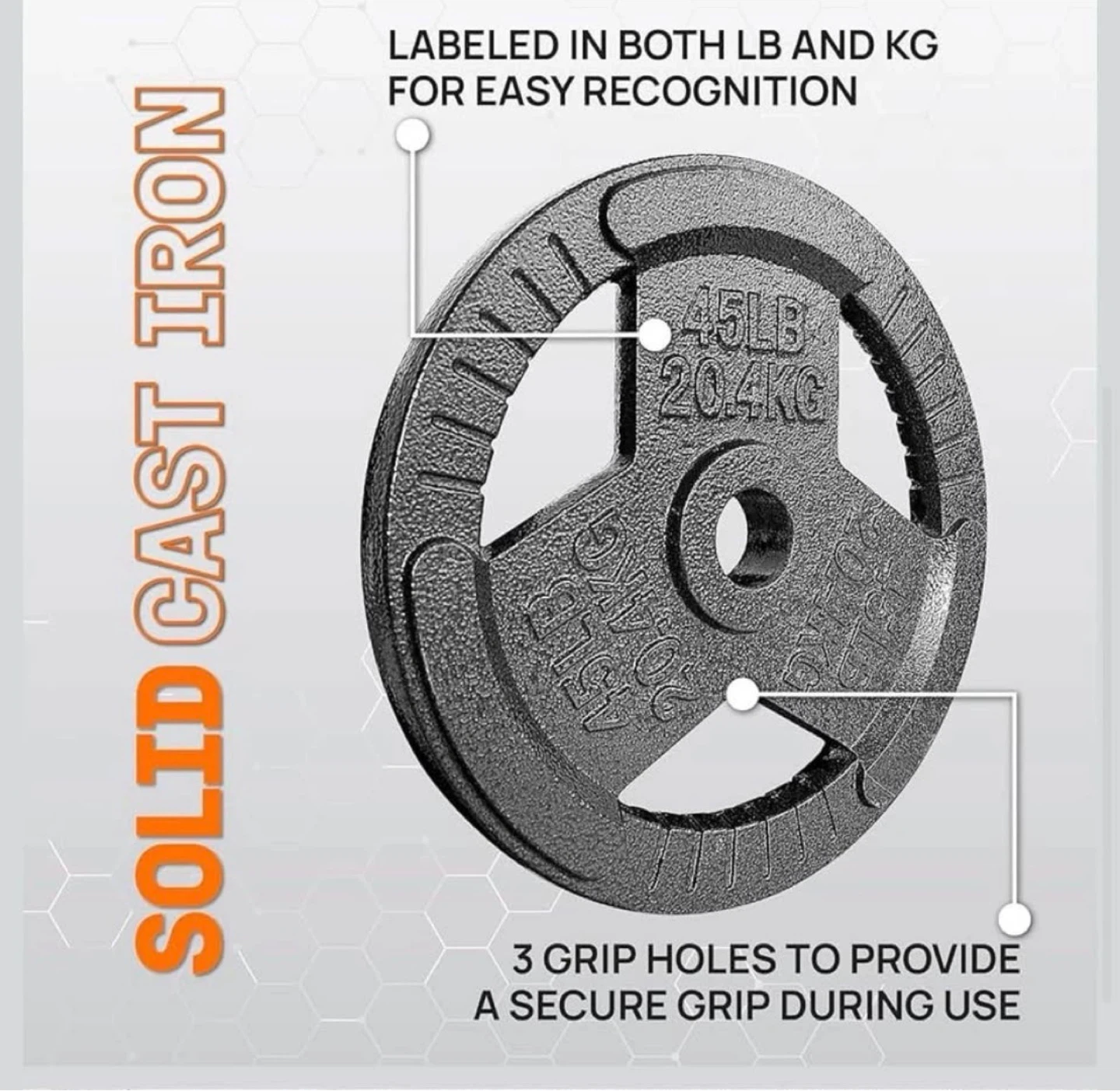 45LB 20.4KG Cast Iron Weight Plate - photo 3