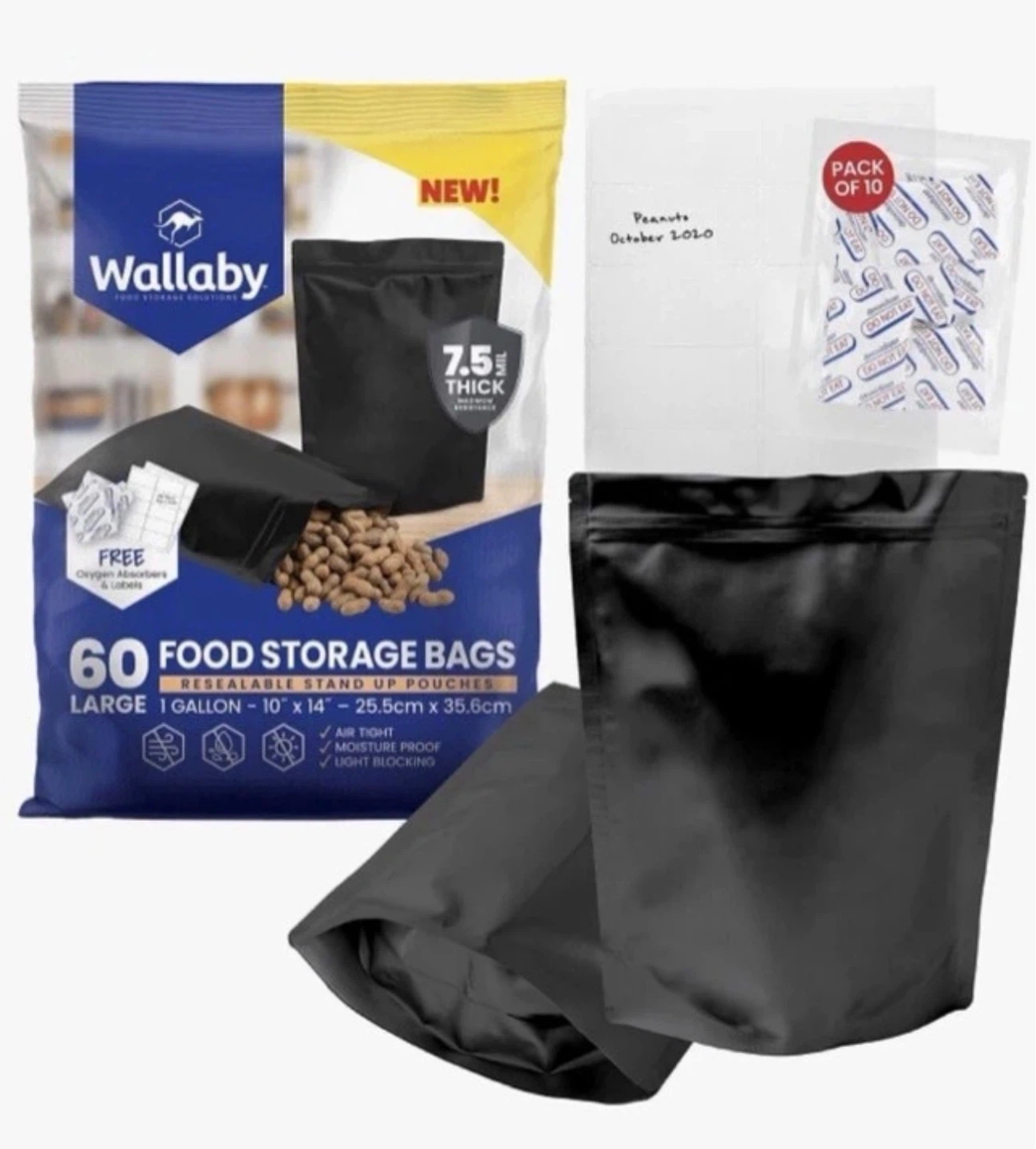 Wallaby 60 Pack Large Food Storage Bags