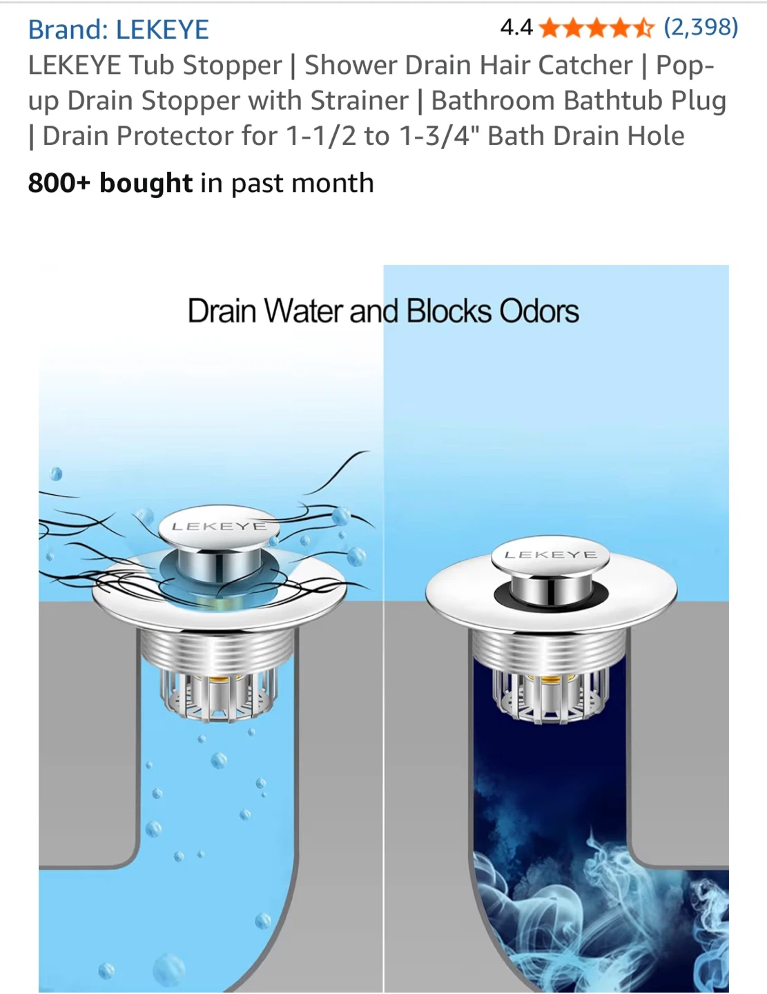 LEKEYE Pop-Up Shower Drain Stopper and Hair Catcher - photo 5