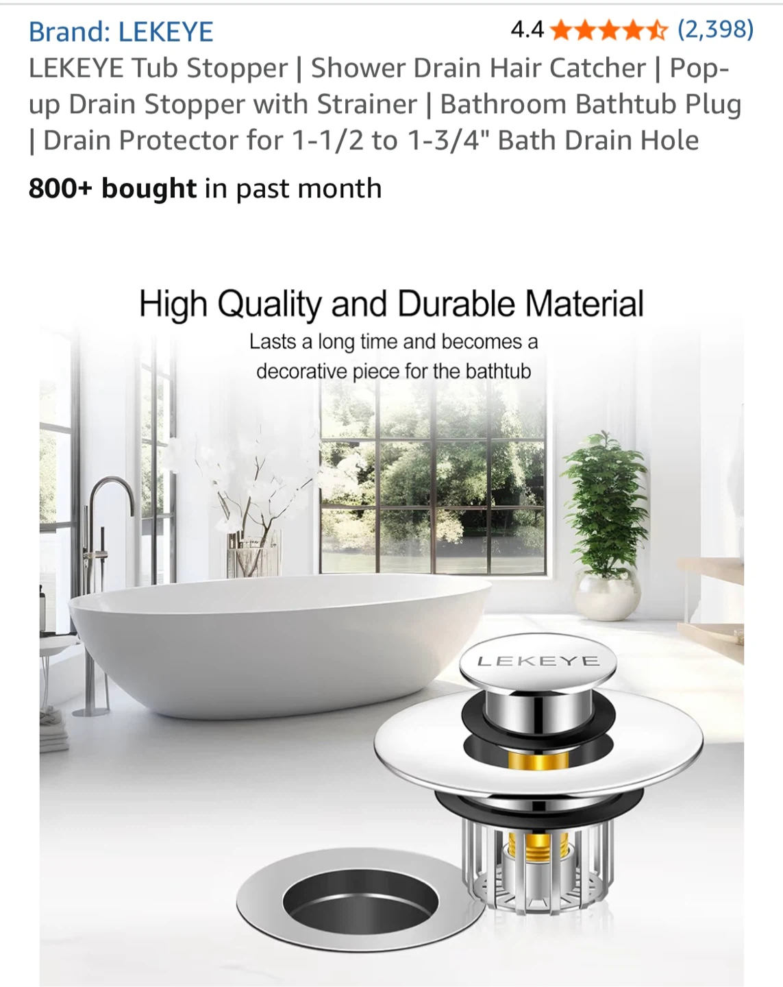 LEKEYE Pop-Up Shower Drain Stopper and Hair Catcher - photo 4