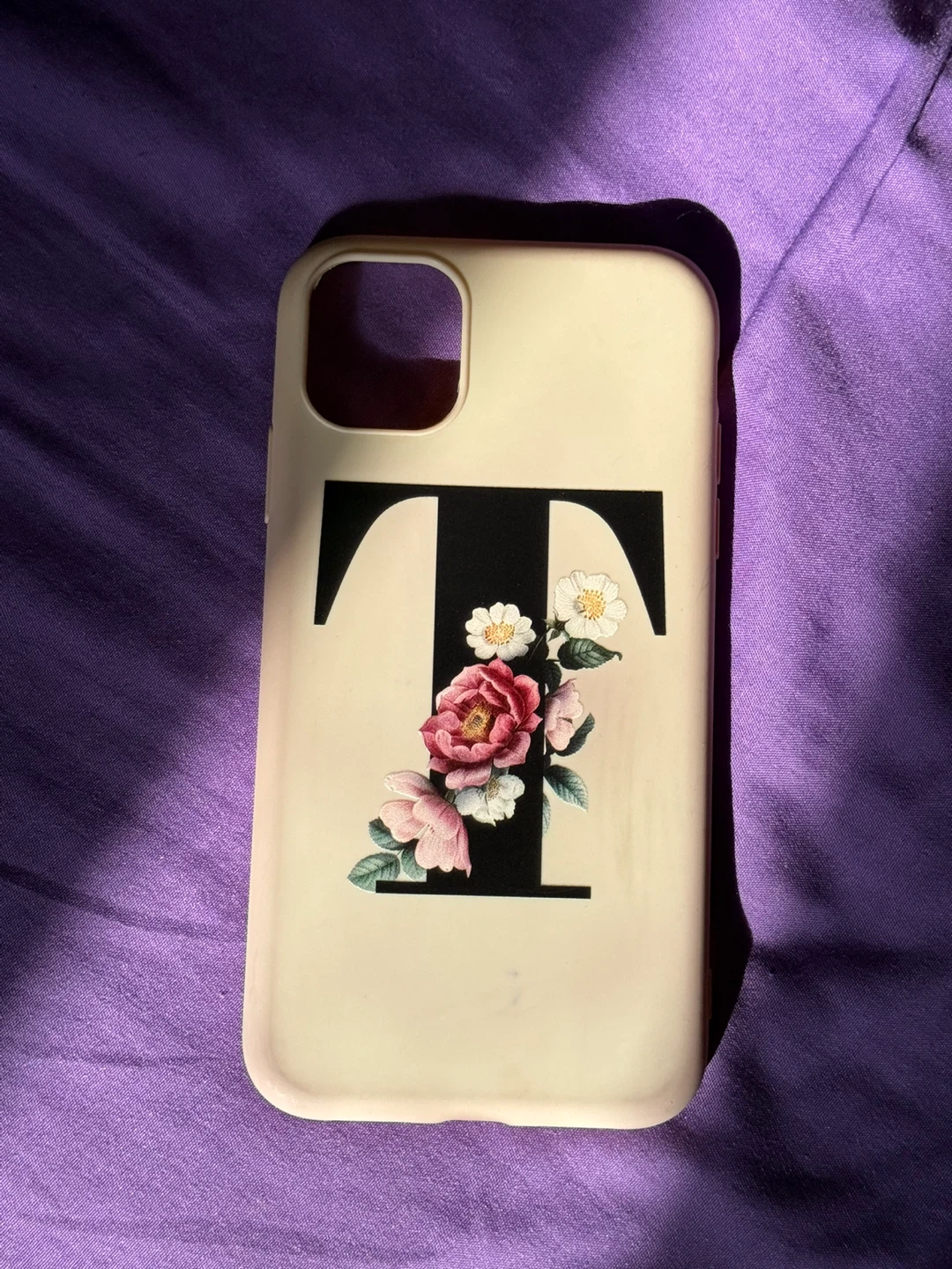 Phone Case with "T" Initial and Floral Design