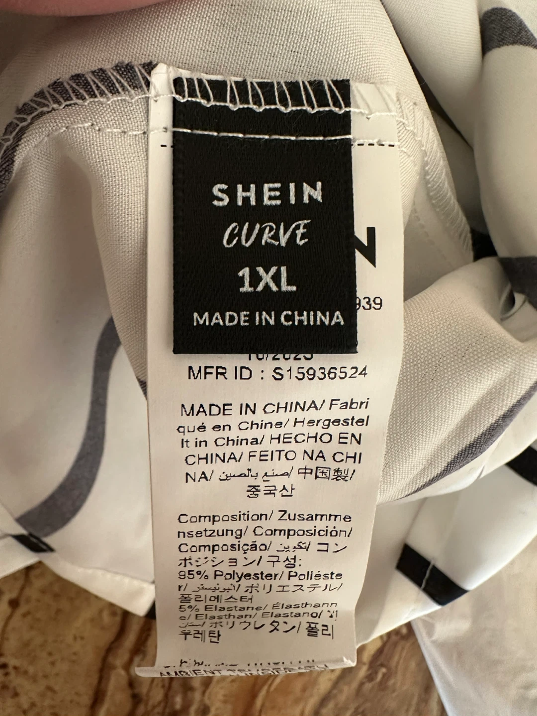 SHEIN CURVE 1XL Blue and White Striped Asymmetrical Top - photo 4