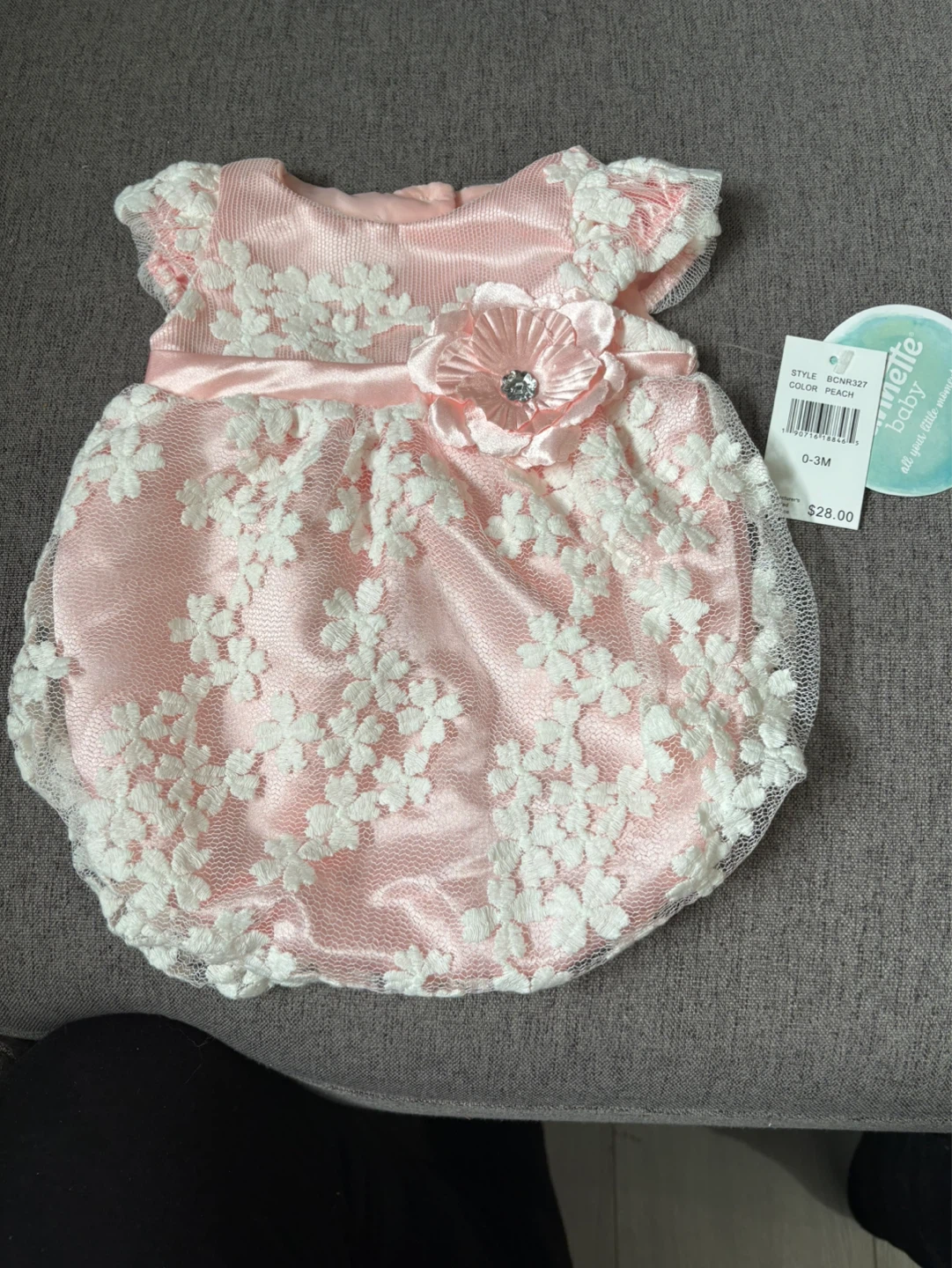 Baby Pink Lace Dress 0-3M