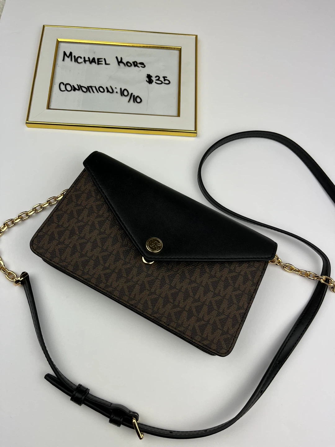 Michael Kors Brown Monogram Wallet/Clutch with Strap