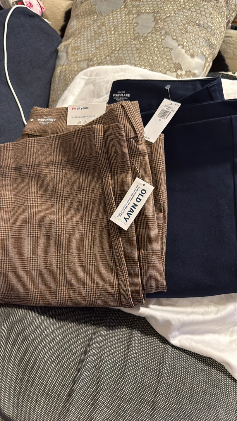 Old Navy Pixie elastic Flare Pants & brown straight