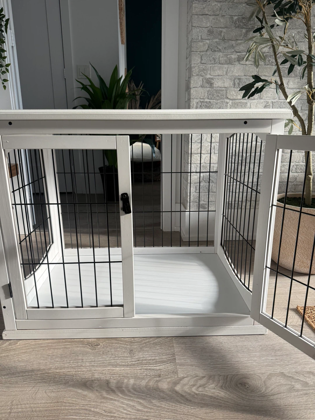 TRIXIE Indoor Dog Crate, Wooden Crate Table for Dogs, Dog Kennel