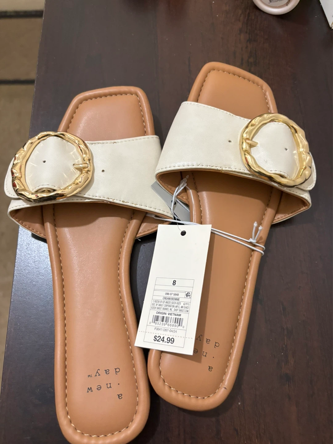 NEW A New Day Cream Bennie Slide Sandals - Size 8