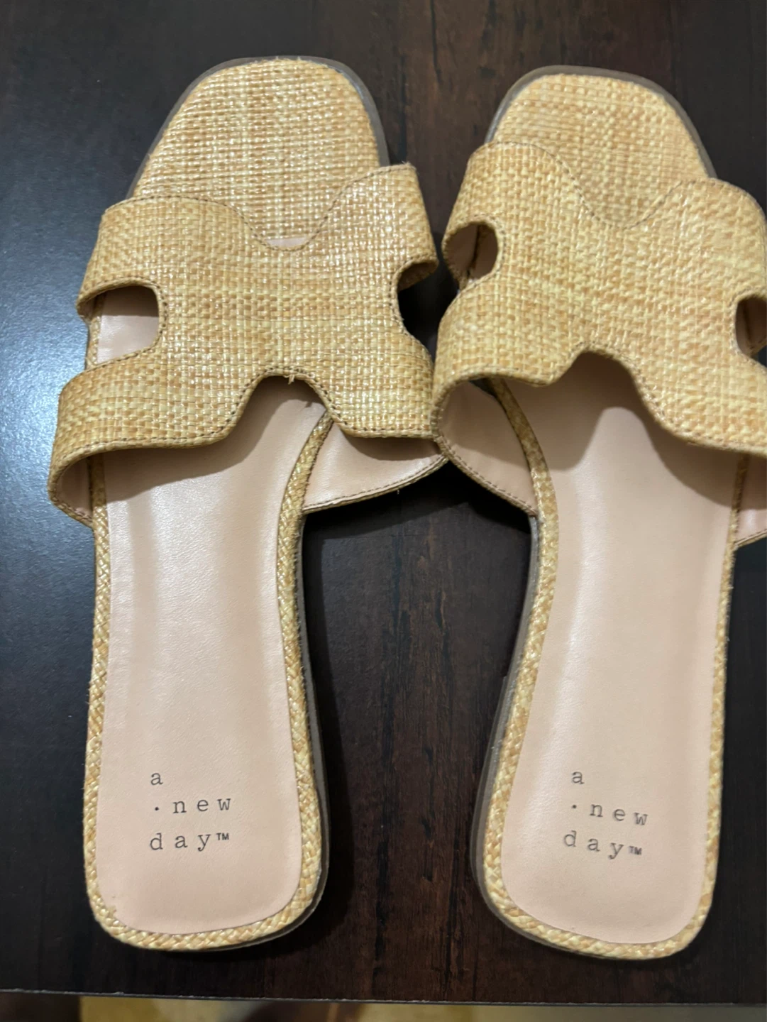 NEW A New Day Women's Slide Sandals Size 7.5 Tan Straw