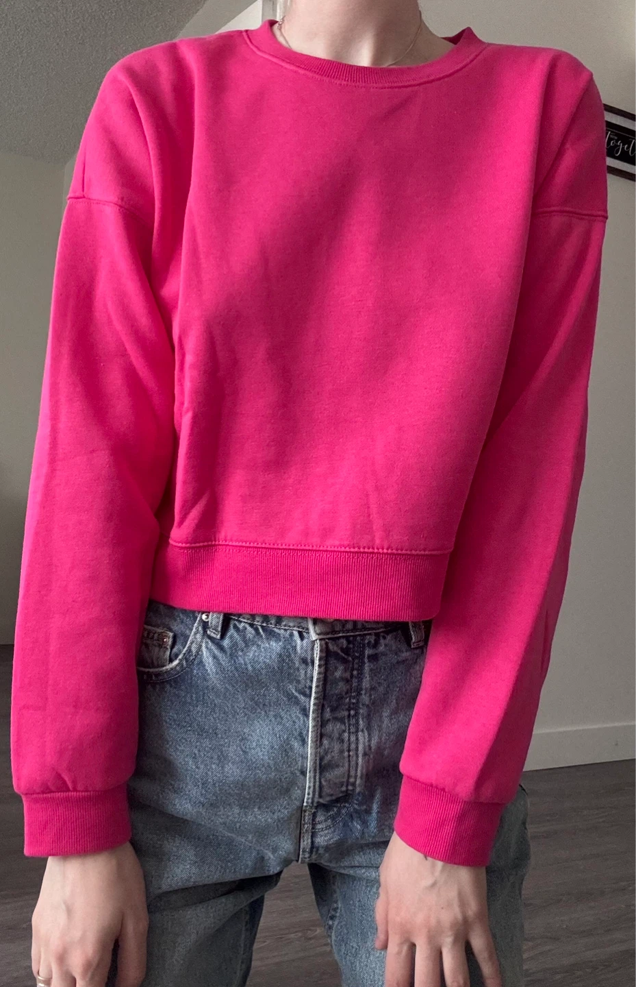 Hot Pink Cropped Crewneck Sweatshirt - photo 4