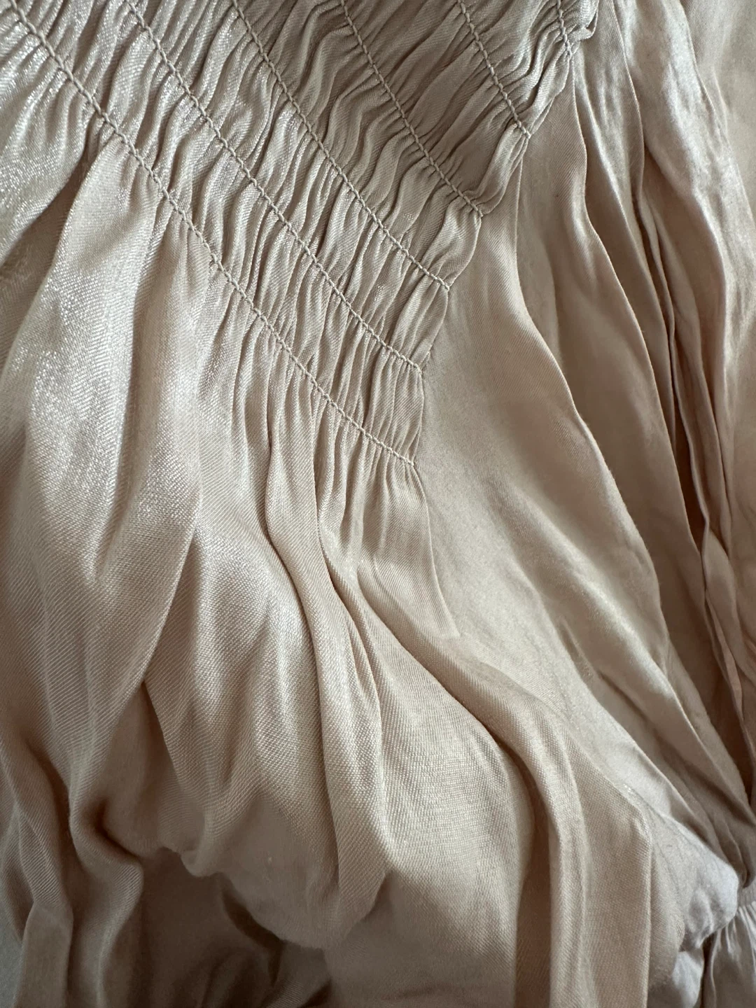Fashion Nova Smocked Blouse XS Beige - photo 2