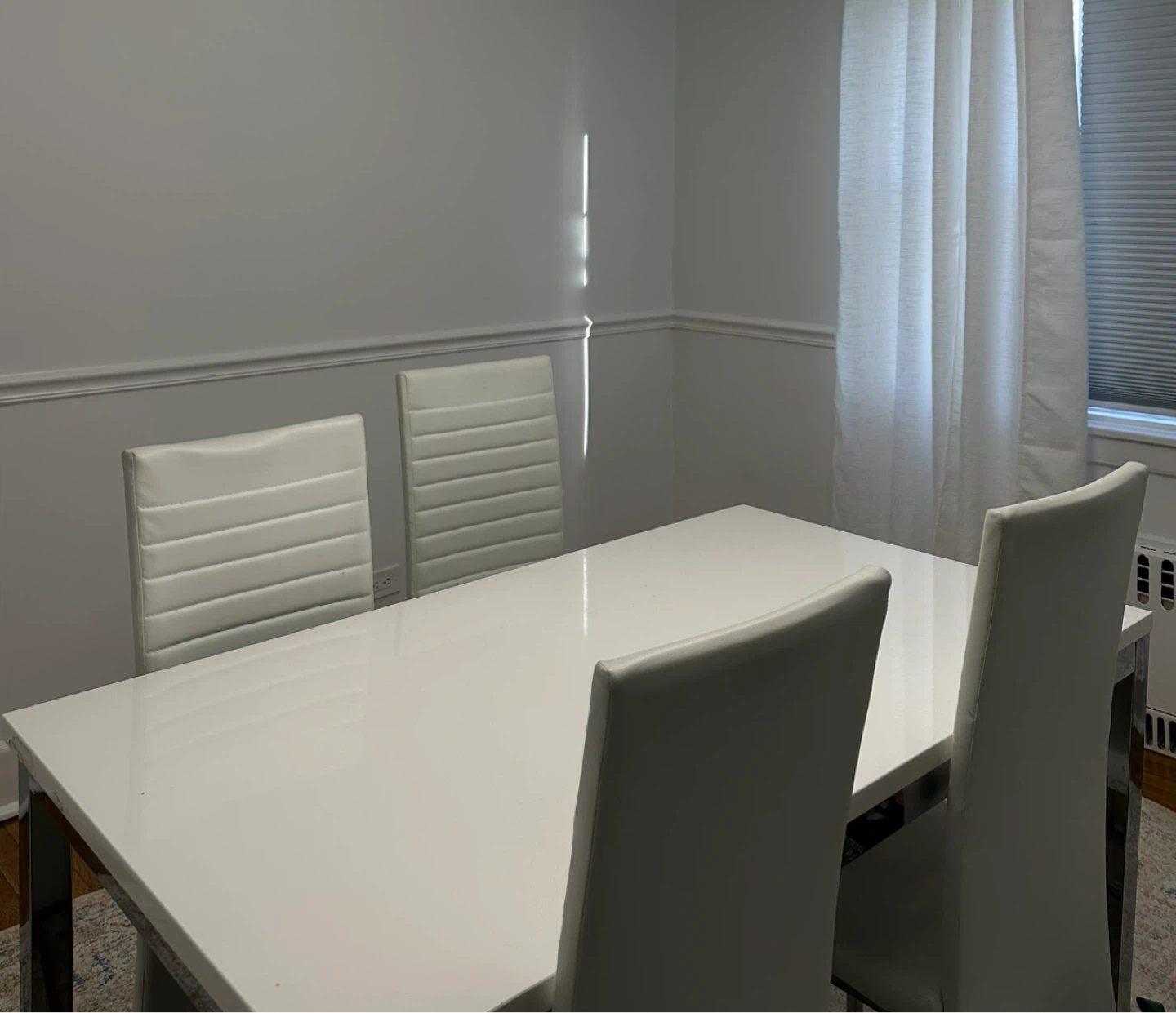 White Dining Table with 4 Chairs