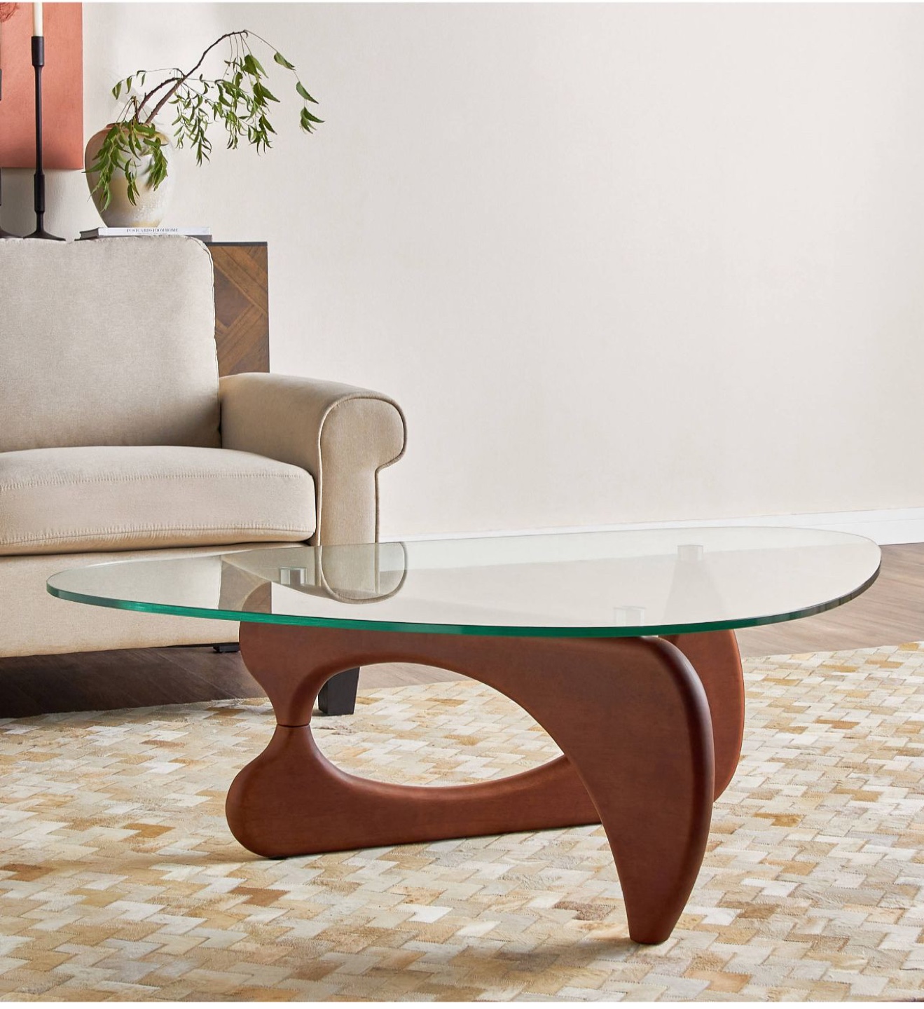 Glass and Wood Coffee Table - 126 cm