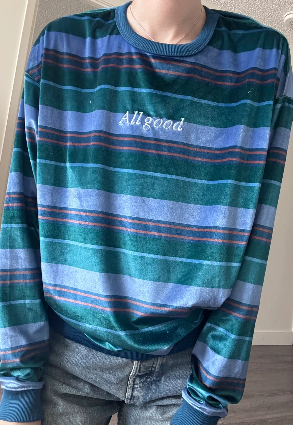 Velour Striped Long Sleeve Shirt "All good" - photo 2