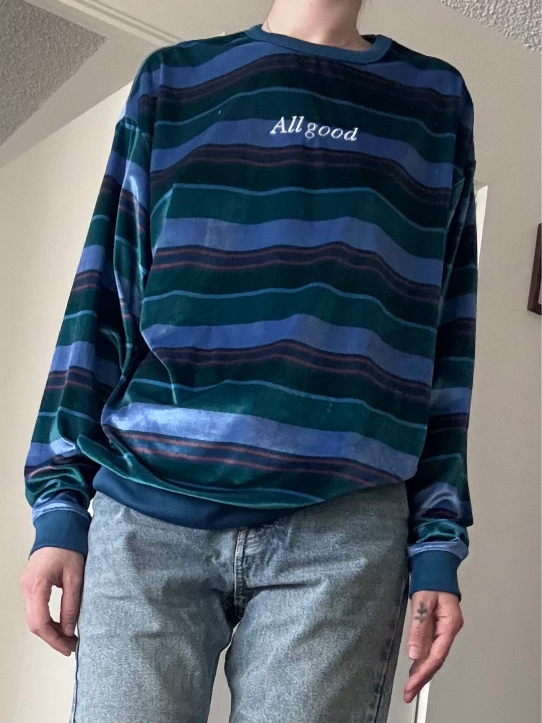 Velour Striped Long Sleeve Shirt "All good" - photo 3