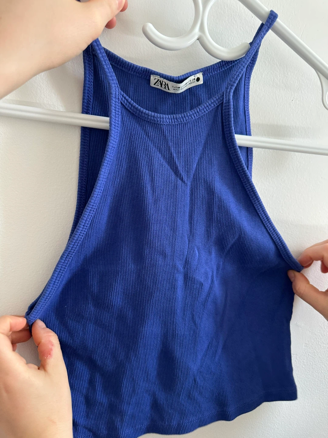 ZARA Blue Ribbed Tank Top - Size M