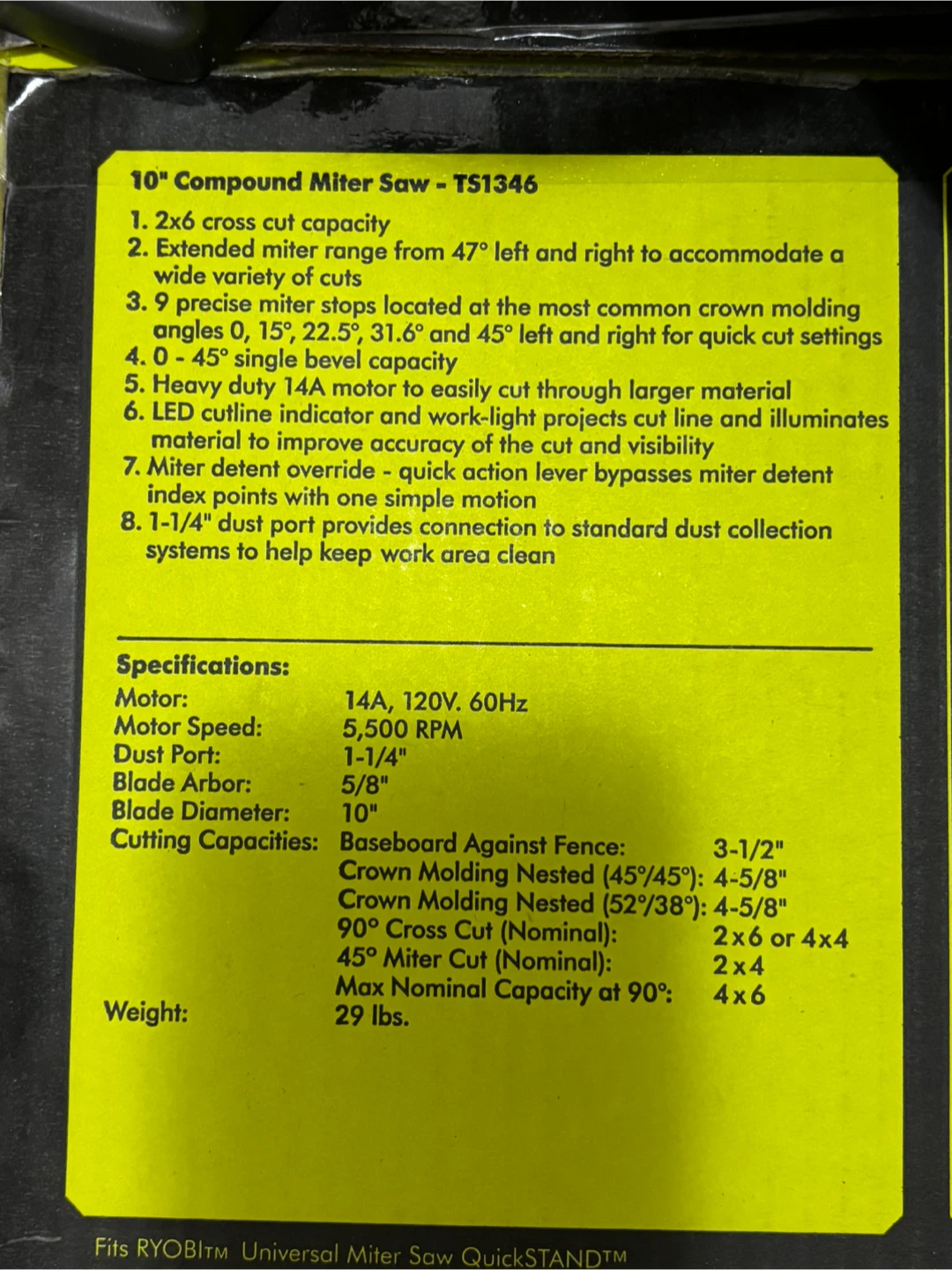 Ryobi 10" Compound Miter Saw T51346 - photo 3