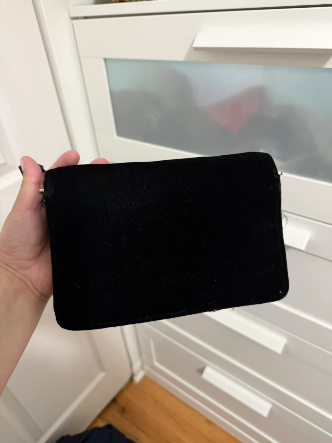 Victoria's Secret Black Velvet Studded Clutch with Gold Chain - photo 3