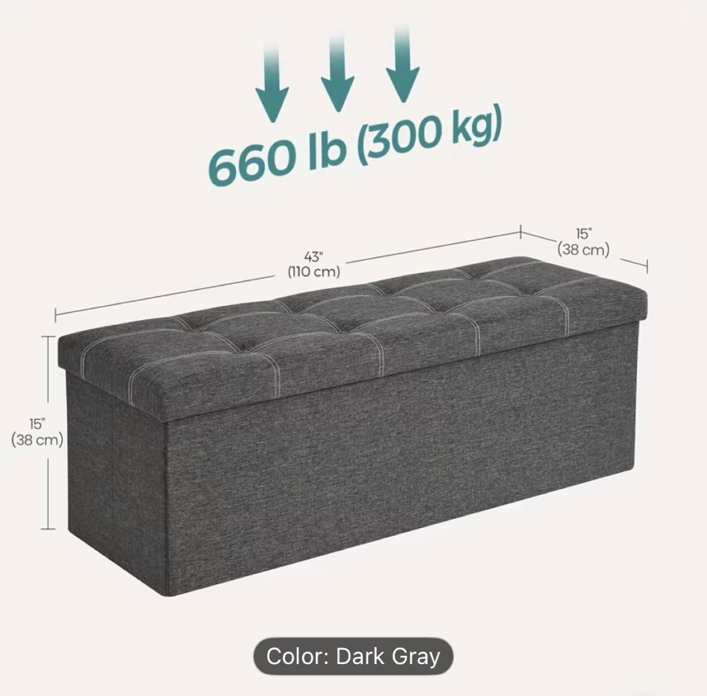Brand new Dark Gray Storage Ottoman - photo 3