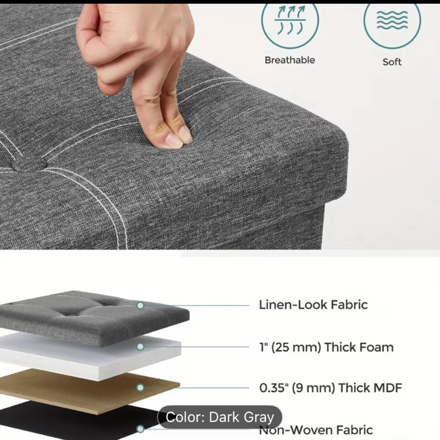 Brand new Dark Gray Storage Ottoman - photo 4