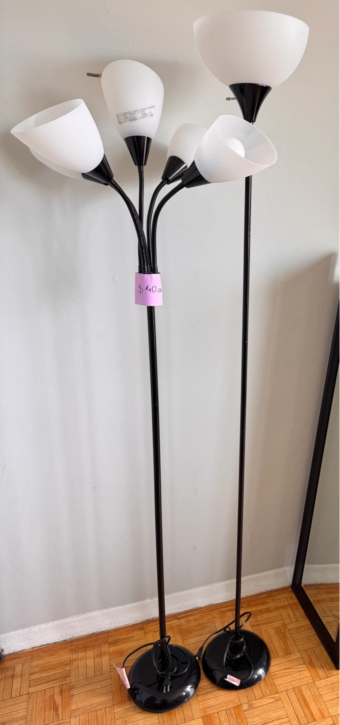 Black Floor Lamp with 5 Adjustable Lights