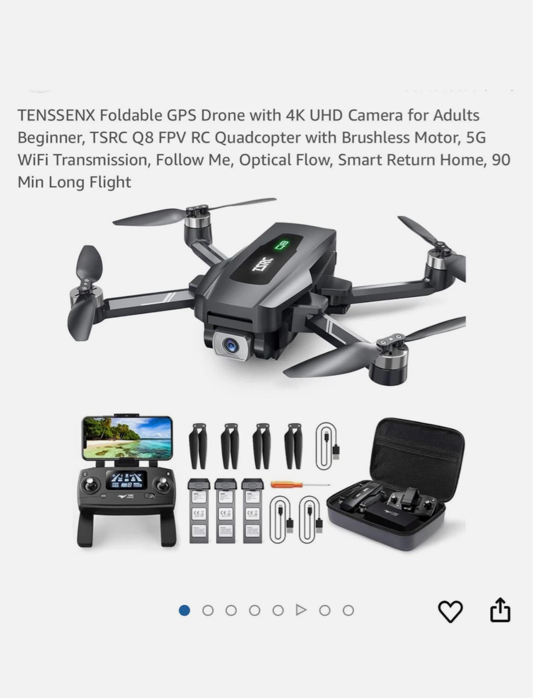 Q8 GPS Drone 4K UHD Camera Wifi - Brushless Motor 90Min Flight