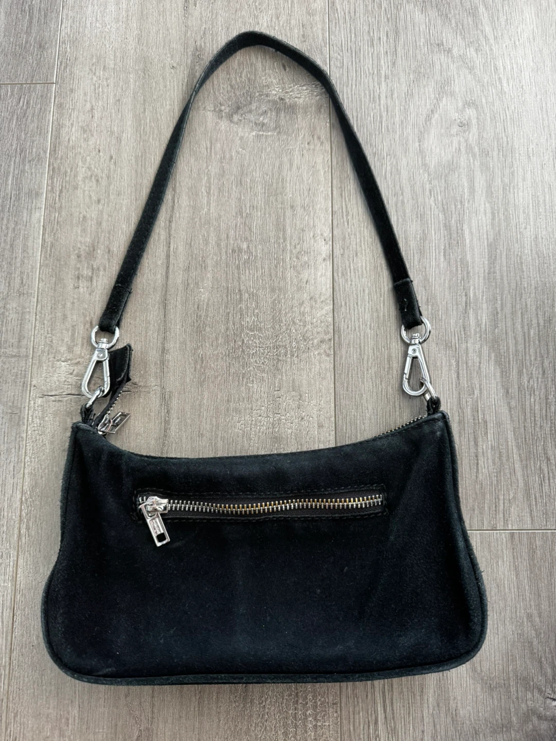 Black Suede Shoulder Bag By Brandy Melville