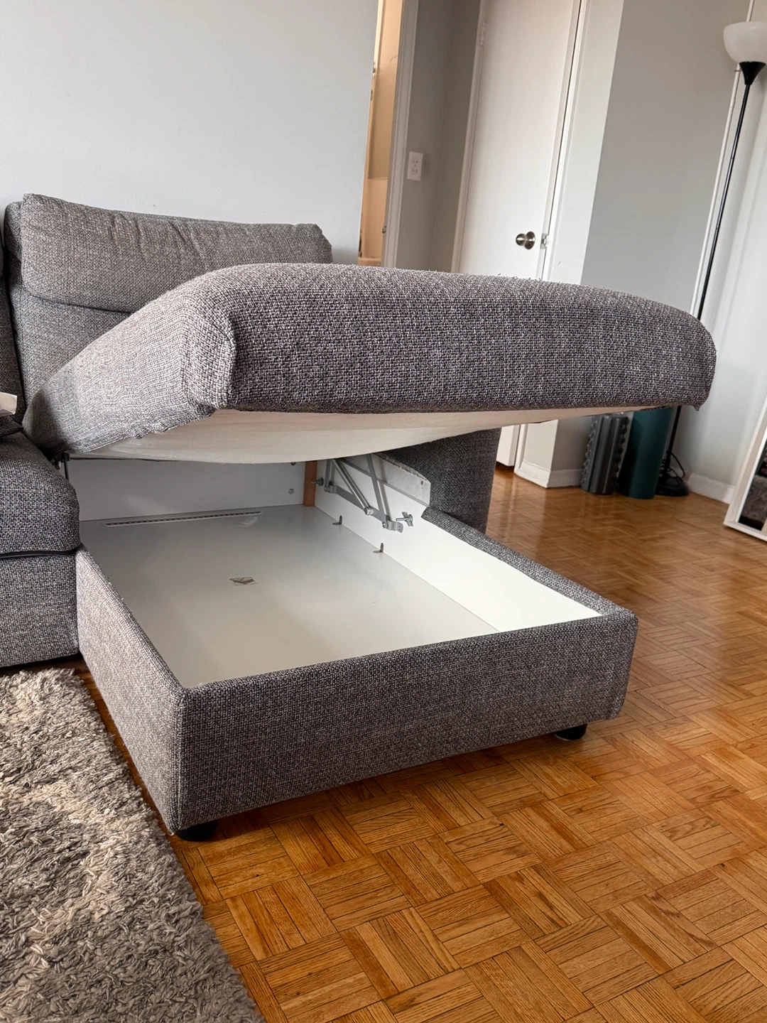 Grey Sectional Sofa with Storage Chaise - photo 3