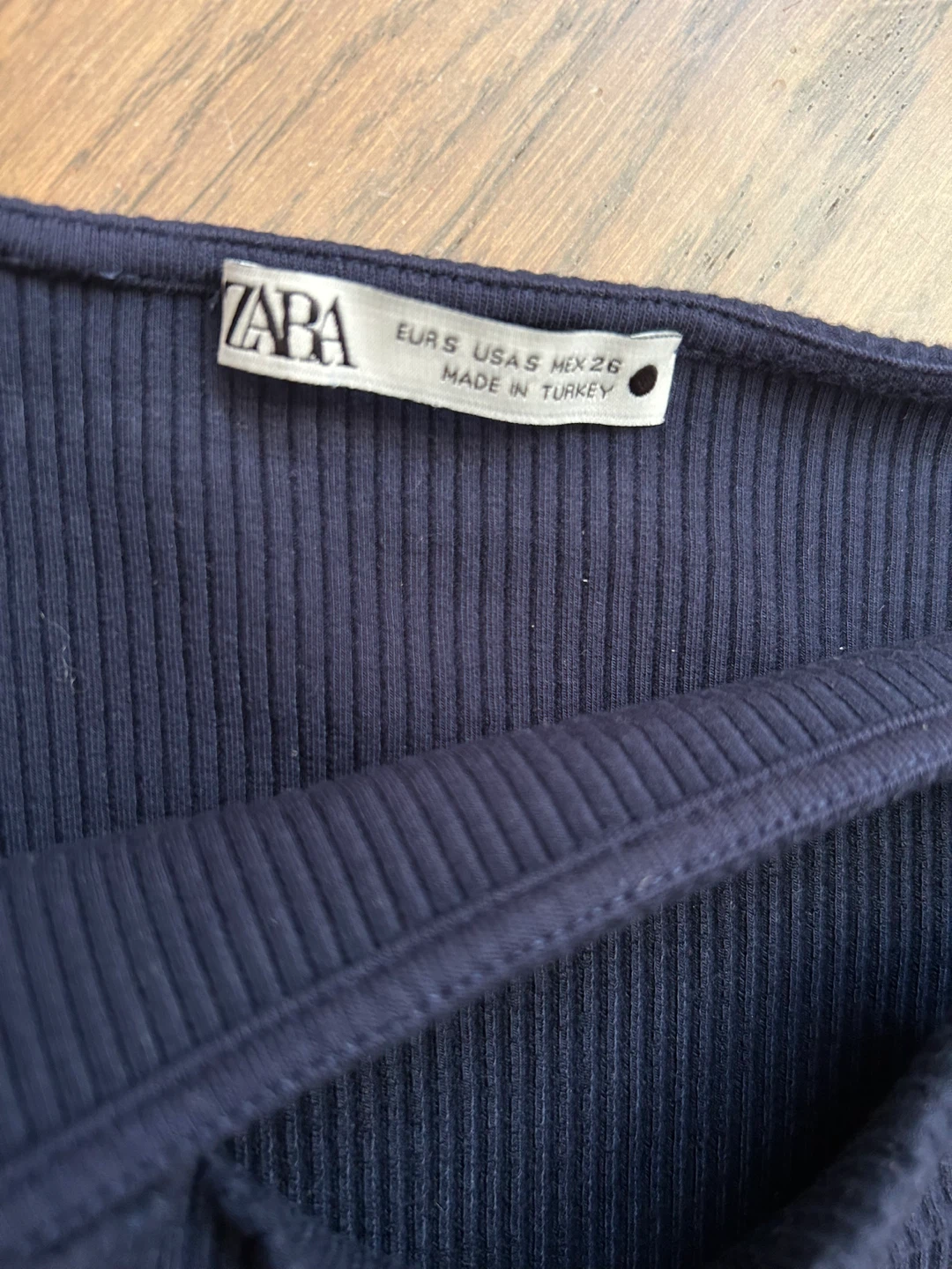 ZARA Navy Ribbed Long Sleeve Top - photo 2
