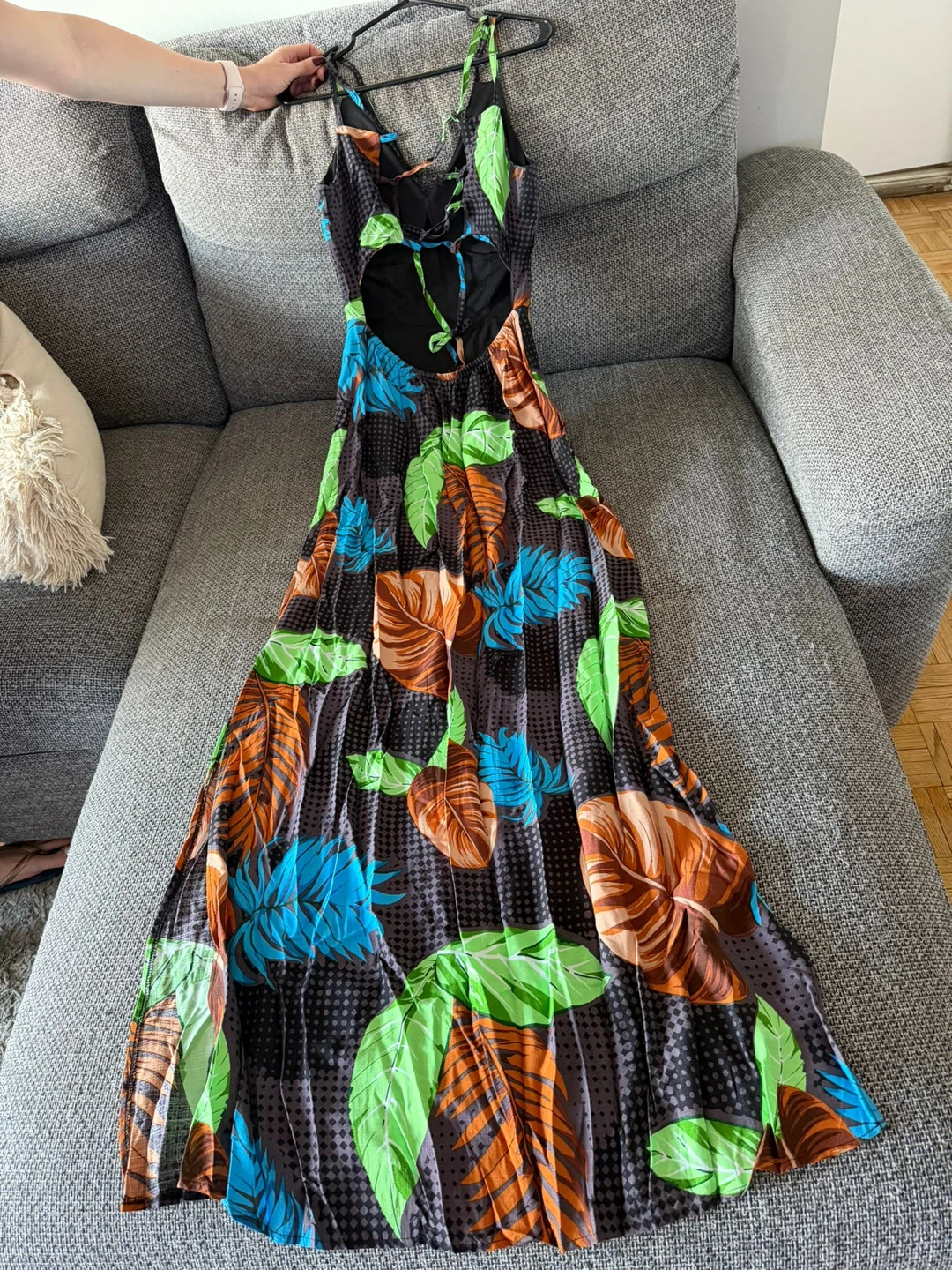 Dress with Tropical Leaf Print
