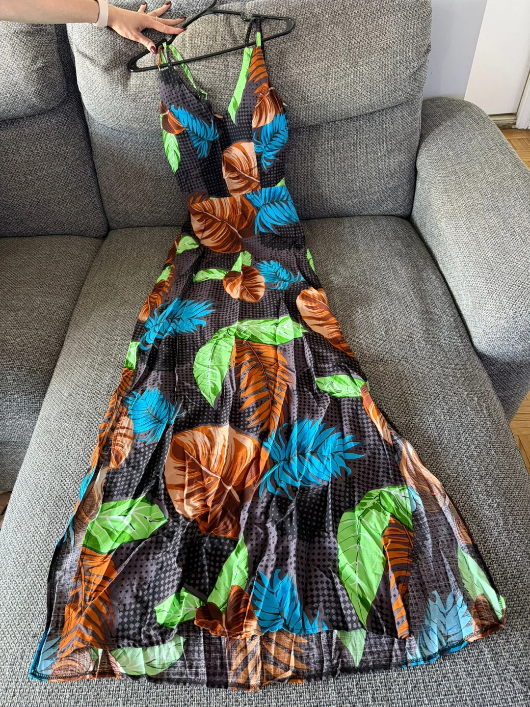 Dress with Tropical Leaf Print - photo 2