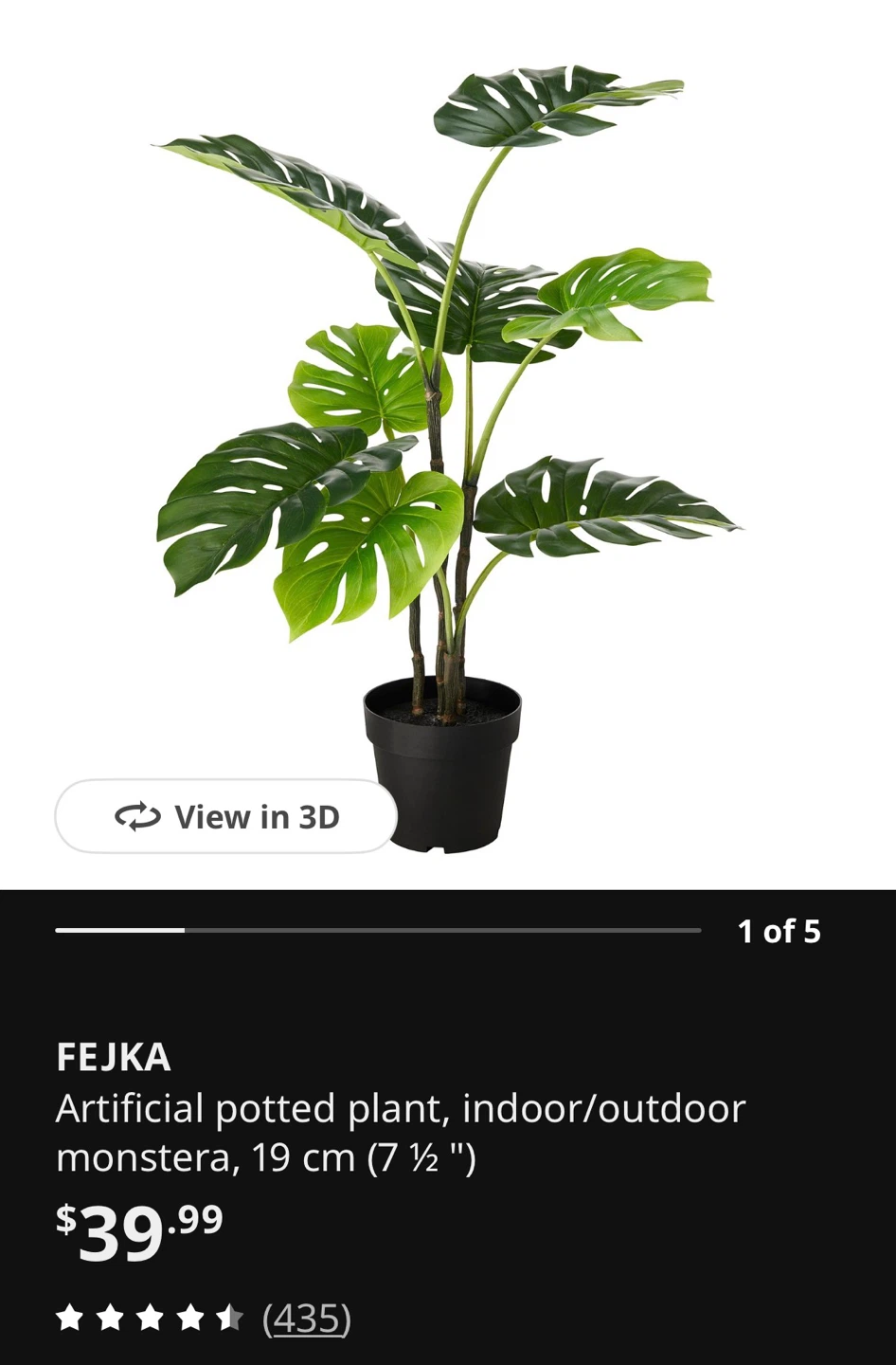 IKEA Artificial Monstera Plant in White Pot - photo 3