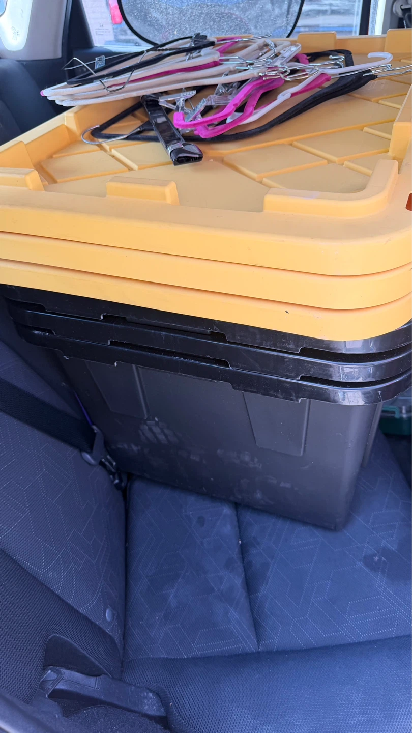 3 Pack Black Storage Totes with Yellow Lids - photo 2