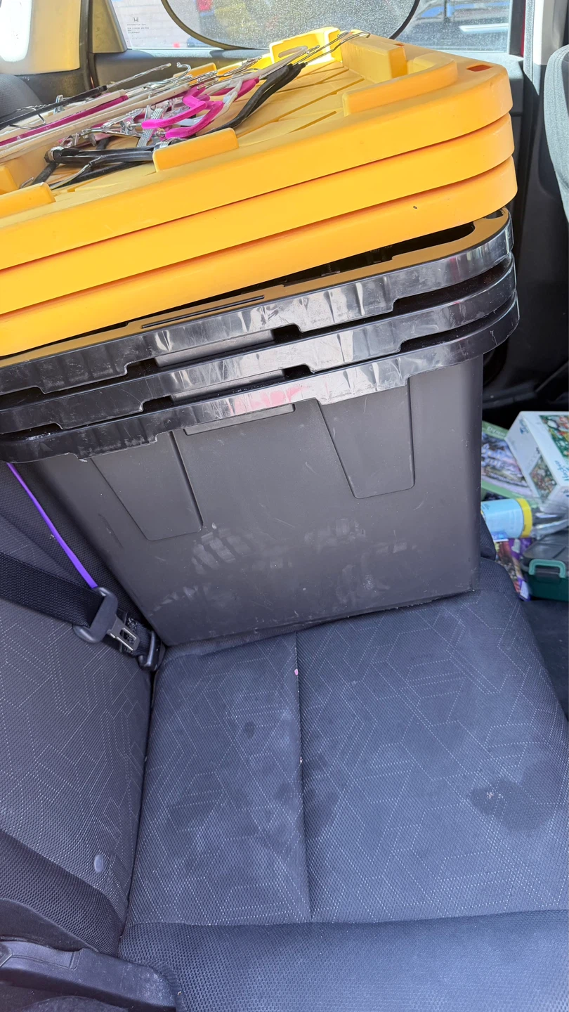 3 Pack Black Storage Totes with Yellow Lids - photo 4